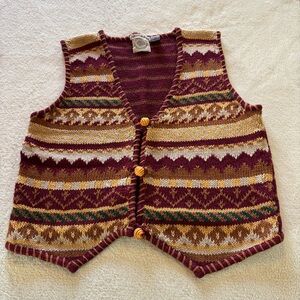 VTG Cape Isle Knitters WomenVest Sz Medium Hand Embroidered Grannicore